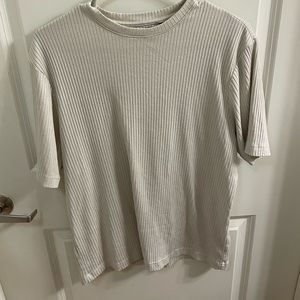 Ribbed cotton blend tee